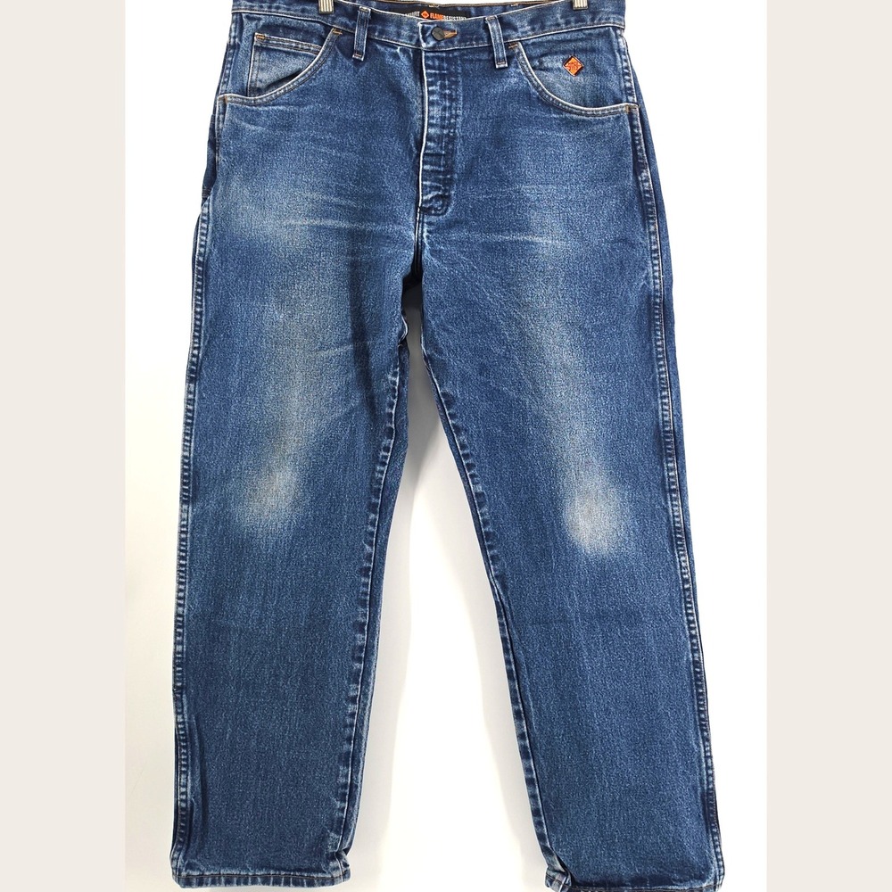 Wrangler FR Jeans 36x32 fits 36x30 Mens Blue Flame Resistant FR31MWZ StraightLeg